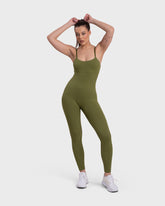 Ribbed Sculpting Jumpsuit - Olive